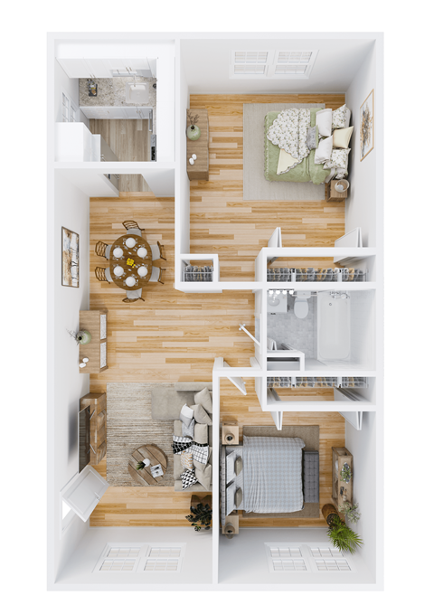 Two Bedroom 3D Floor Plan